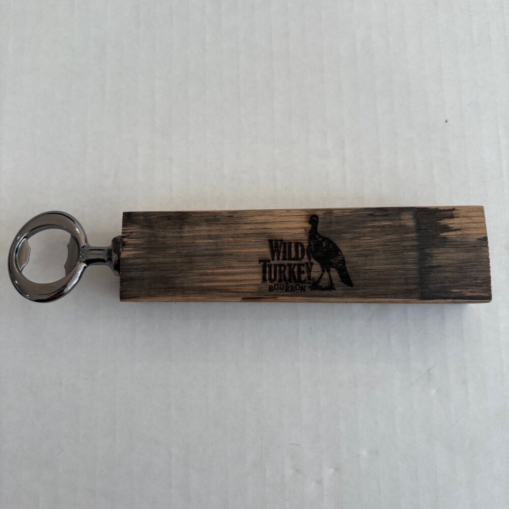 Wild Turkey Kentucky Bourbon Whiskey Barrel Stave Oak Gift Bottle Opener